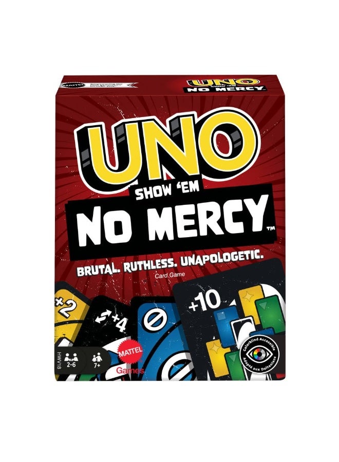 UNO Show 'em No Mercy - Twist to Classic Card Game with Draw 10, Stacking, Swapping & Mercy Rule, Ideal for Kids & Adults, Ages 7+ - Image 1